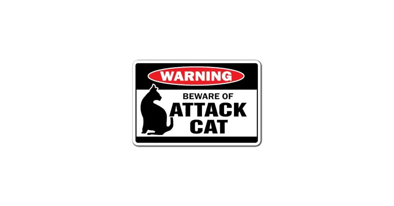 Warnung: Vorsicht vor der Katze! Sie greifen Kaninchen an.