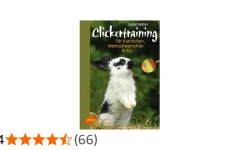 Ein süßes Kaninchen lernt Clickertraining. Das Buch "Clickertraining für Kaninchen, Meerschweinchen & Co." zeigt, wie es geht.